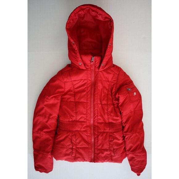Aeropostale 8704AH11 Juniors Sz Small Red Hooded Winter Puffer Coat - Picture 7 of 8